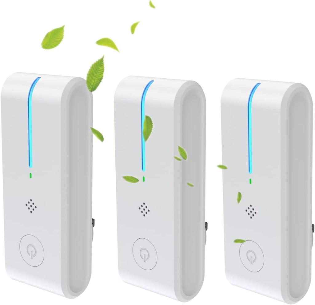 3 Units-Mini Home Plug-in Air Purifier,Ionizer, Power Saving, Silent Suitable Portable for home, bathroom, living room, bedroom, hotel, pet room, toilet（White)