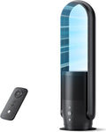 Bladeless Tower Fan and Air Purifier in one, Quiet Tower Fan with Remote, Touch, 9 Speeds, 8H Timer, Filter 99.97%, 90° Oscillation Fans, Floor Fans Powerful for Home Office Room, Black