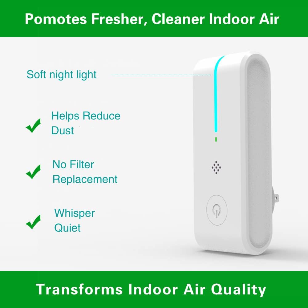 3 Units-Mini Home Plug-in Air Purifier,Ionizer, Power Saving, Silent Suitable Portable for home, bathroom, living room, bedroom, hotel, pet room, toilet（White)