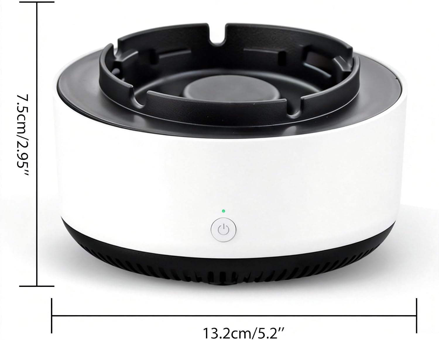 Ashtray with Air Purifier, Portable Ionizer Smokeless Ashtray for Car/Home/Office, Button-Control Design, Removable Filter, Battery Powered (Requires 2 AA), Minimalist Style (White)