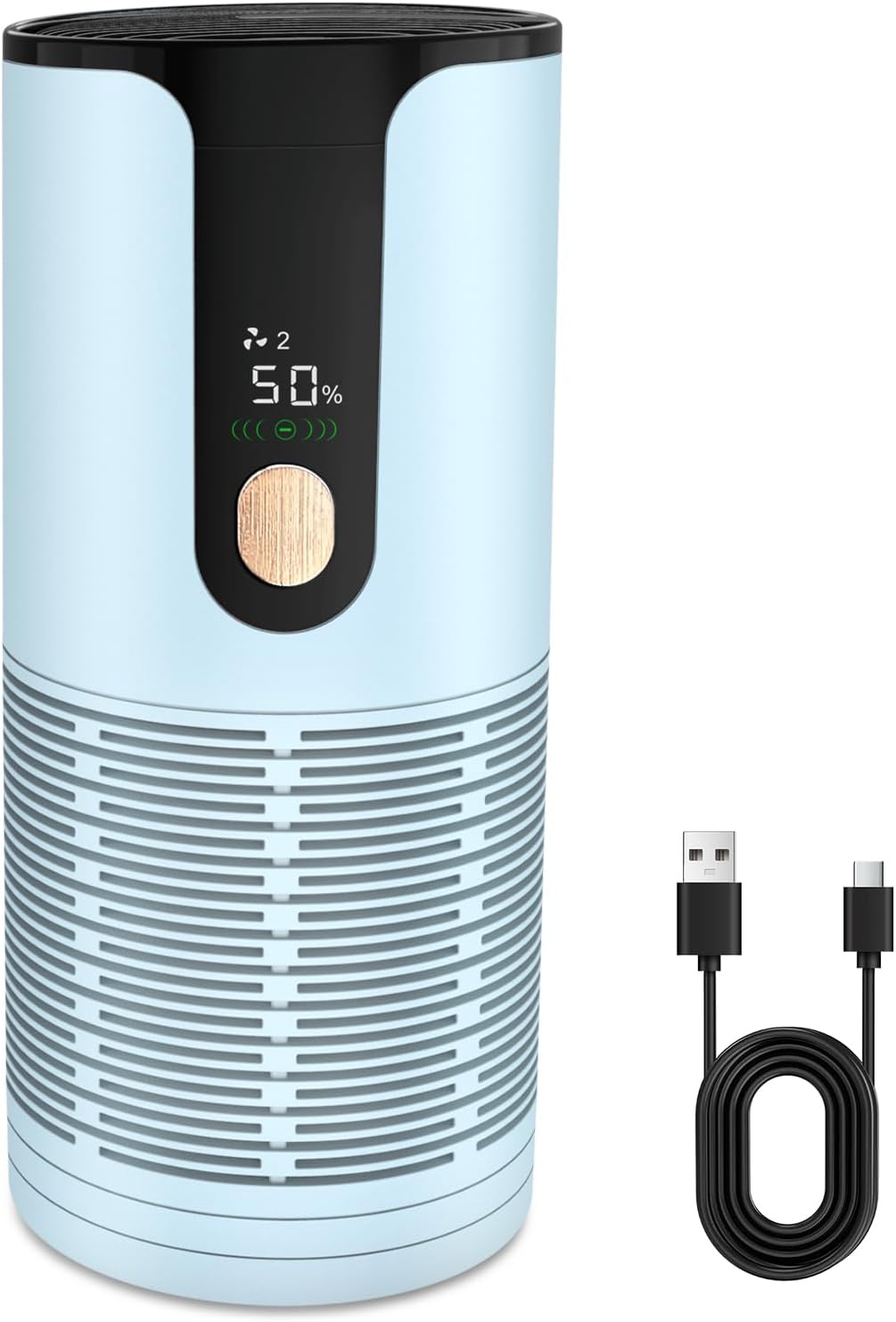 Mini Car Air Purifier- Portable Small Air Purifier 15dB Quiet Cordless for Smoke/Dust/Pet Hair with 3-Layer Filtration for Cars/Small Bedroom/Office/Desk/Travel