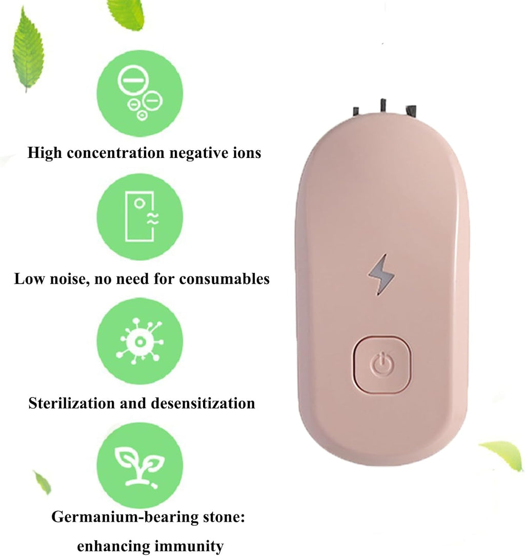 Advanced Rechargeable and Portable Air Negative Ion Generator | Personal Air Purifier,Proven Performance, 1200 Million Ions for Office,Outdoor,Travel (Pink)