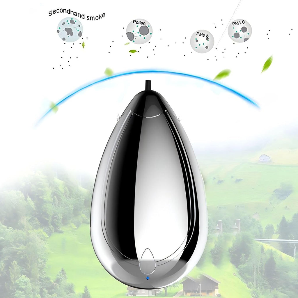 Portable Air Purifier, Rechargeable Personal Air Purifier Necklace, Portable Mini Air Ionizer Eliminates Pollen, Smoke, Dust for Outdoor Travel (Black)