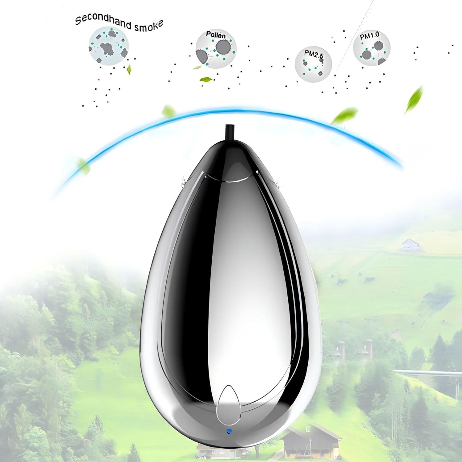Portable Air Purifier, Rechargeable Personal Air Purifier Necklace, Portable Mini Air Ionizer Eliminates Pollen, Smoke, Dust for Outdoor Travel (Black)