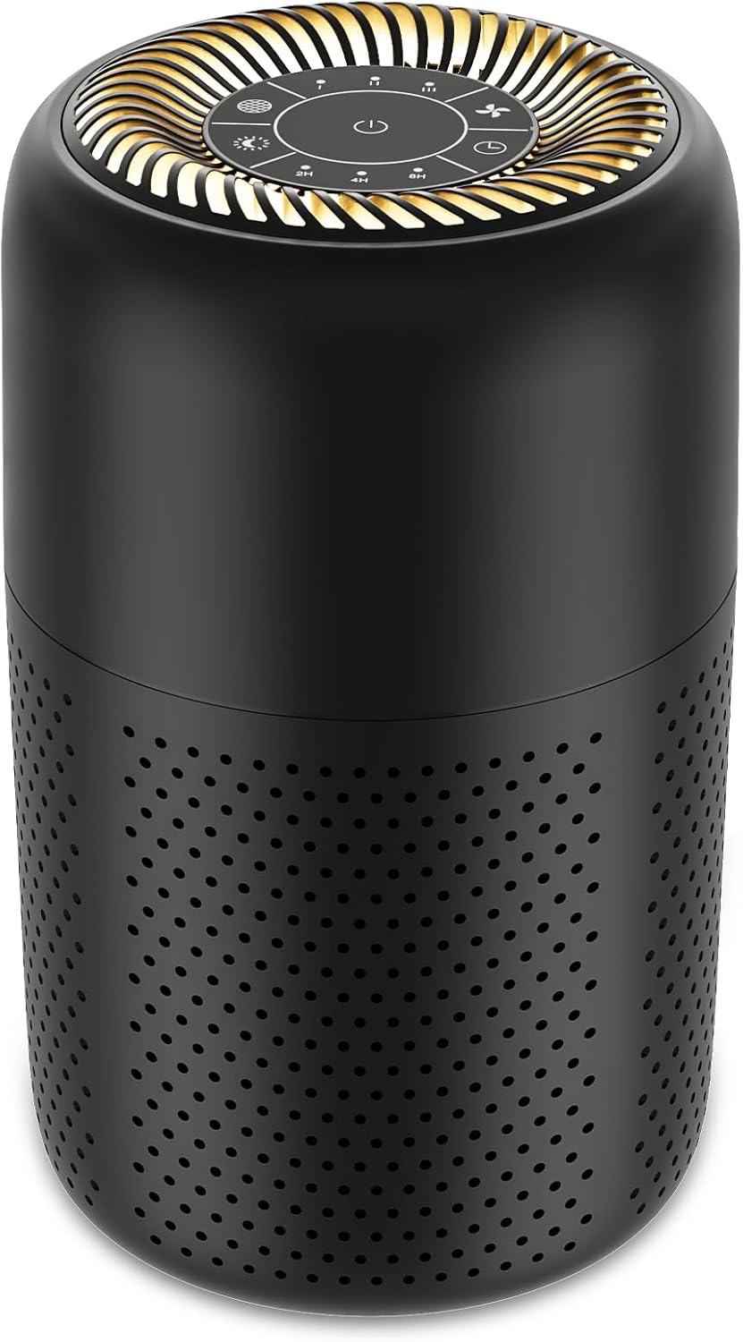 Small Air Purifiers for Bedroom Home Dorm Up to 600 sqft,20 dB Quiet Desktop Air Purifier With Night Light, Filter,For Smoke Pets Dander Hair Filter,For Apartment Kitchen