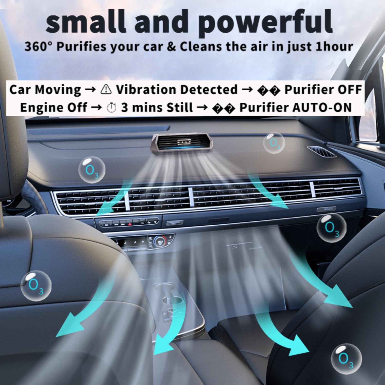 Solar-Powered Car Air Purifier with USB Charging & Ozone Odor Elimination - Portable Filter-Free Ionizer for Pet Odors, - Compact, Silent, Best for Car Use (8813 carbon fiber)
