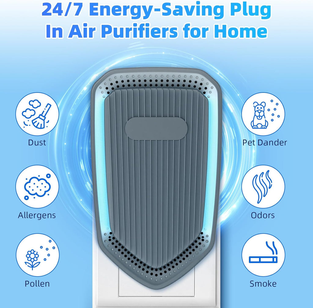 6 PCS Negative Ion Air Purifier, Silent air purifier plug in wall,Portable Air Ion Generator, Absorbing Smoke and Dust&pollen,Purifying Air Ionizers for Home Bedroom, Study, Kitchen and Living Room