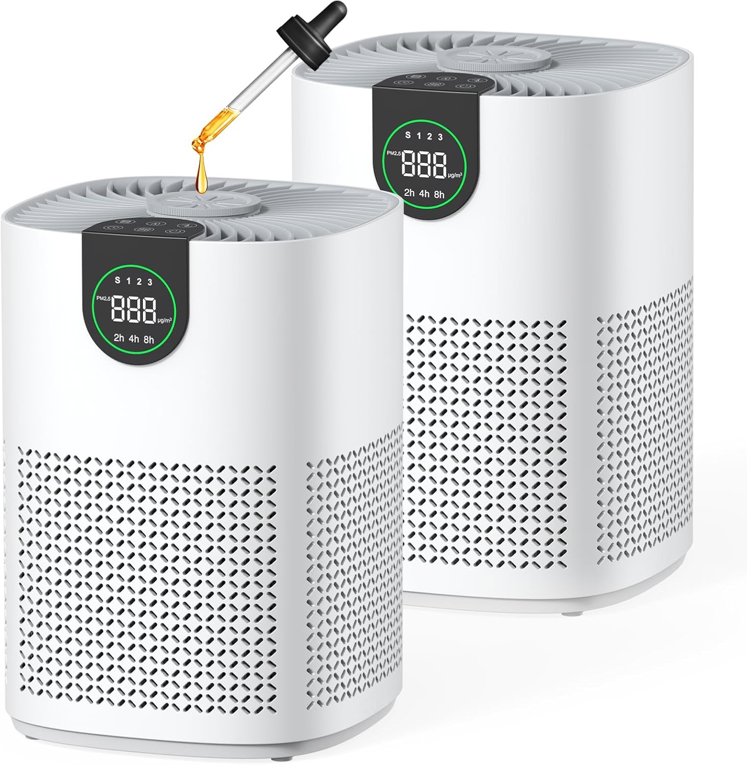 2 Pack Air Purifiers for Home, Air Purifiers for Bedroom Large Room up to 1200 sq.ft with Washable Filter, Aromatherapy, PM2.5 Display, Sleep Mode, Auto Mode for Dust, Smoke, Pets Hair