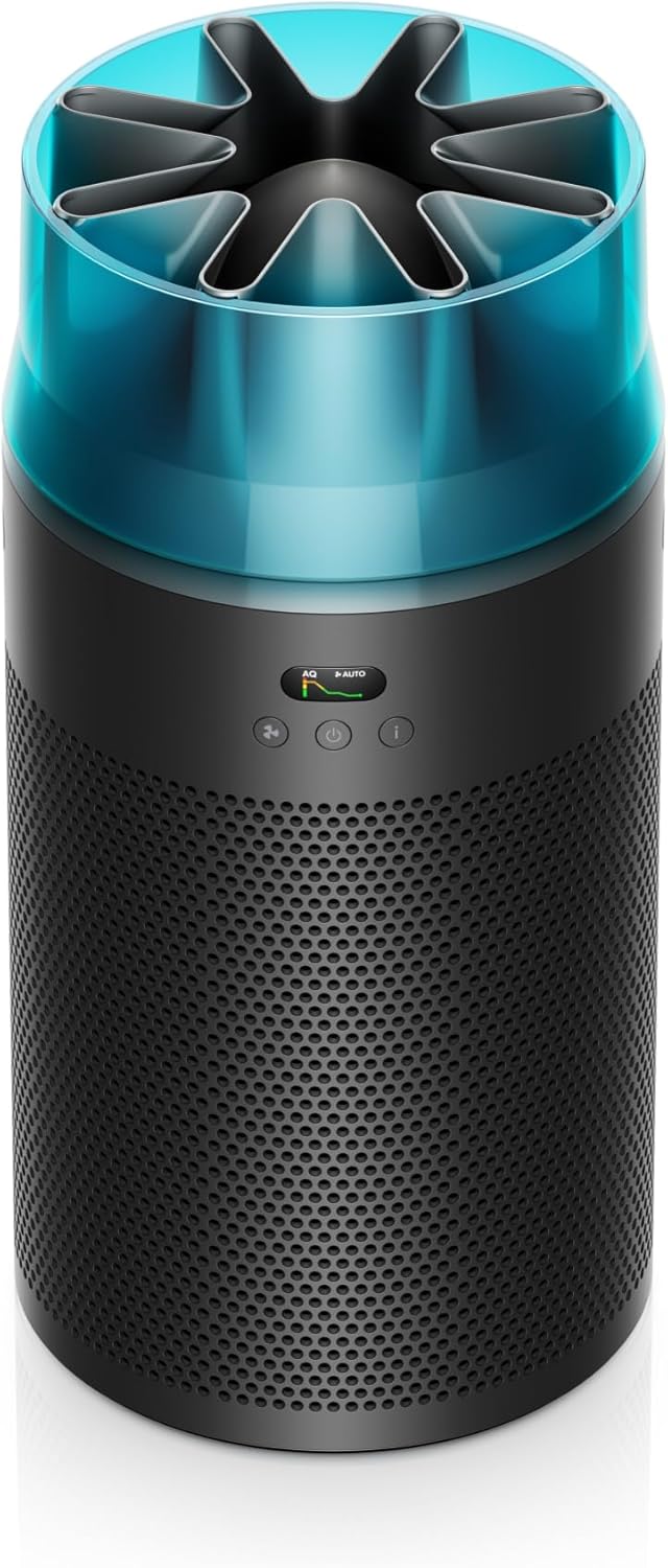 Compact Purifier, Engineered for Powerful, Whisper-quiet, Whole-room Air Purification, Homes with Pets, Allergies, Fully-sealed filtration, 5-year no change filter (Black/Teal)