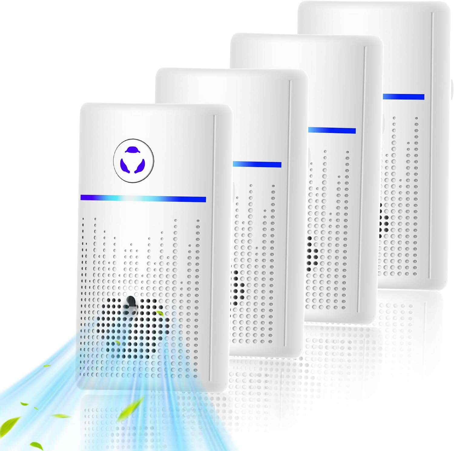 Air Ionizers for Home 4-Pack, Plug-in Air Purifier Ozone-Free & Filterless, Eliminates Pet Odors from Litter Box, Kitchen, Whisper-Quiet Portable Design for Home Bedroom Office