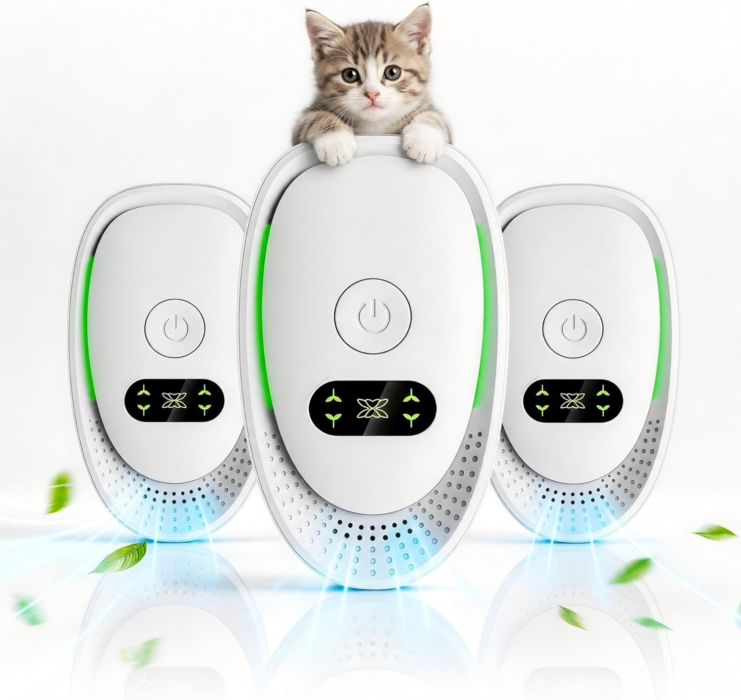 Air Ionizers 3 Pack, Small Negative Ion Air Purifiers for Home, Bedroom, Office, Kitchen & Travel, Low Noise Portable Air Freshener for Odor, Smoke, Dust, Pets, Fresh Odor Eliminator Kit