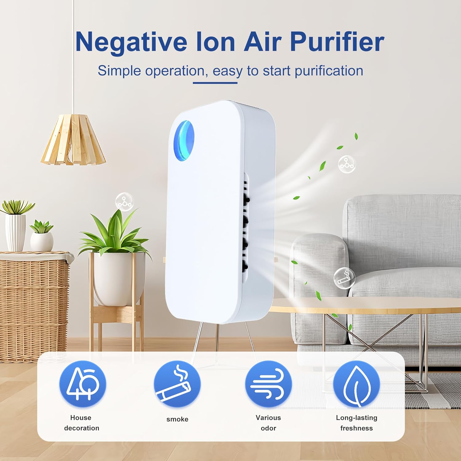 Plug In Air Ionizers,Negative Ion Air Purifier for Home and Office Use,Quiet Operation Air Cleaner to Freshen Indoor Air,Mobile Ionic Air Purifier for Bedroom,Living Room,Bathroom(2)