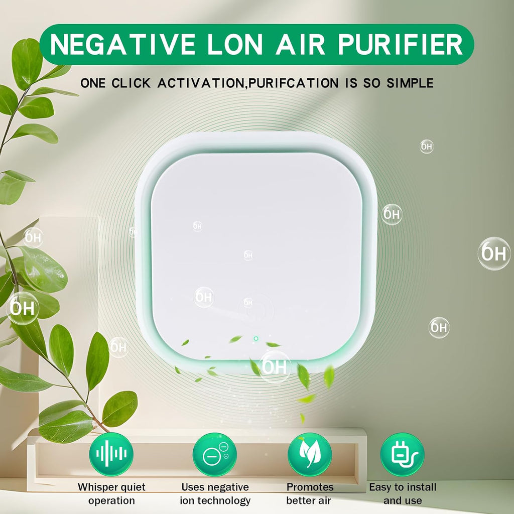 2 Pack Negative Ion Air Purifier With Night Light,Air Ionizers for Home Quiet and Portable Plug in Air Purifier for Bedroom Pet Toilet Kitchen and Office(2)