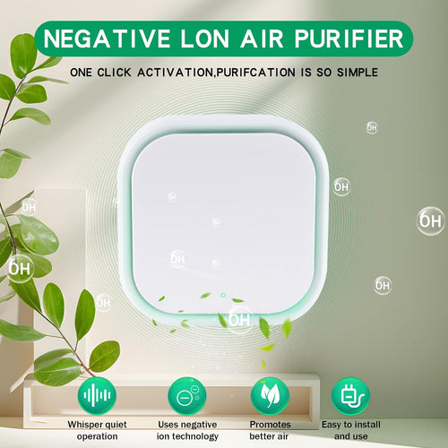 2 Pack Negative Ion Air Purifier With Night Light,Air Ionizers for Home Quiet and Portable Plug in Air Purifier for Bedroom Pet Toilet Kitchen and Office(2)
