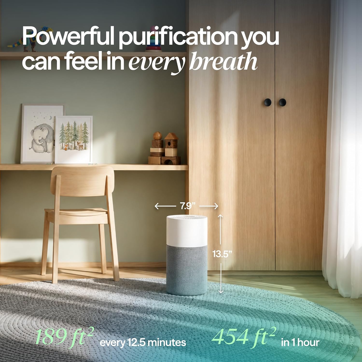 Air Purifier for Home Air Purifiers for Pets, Allergies, Dust, Nursery, Office Techonolgy Air Cleaner for Small Rooms 432 sq ft coverage -